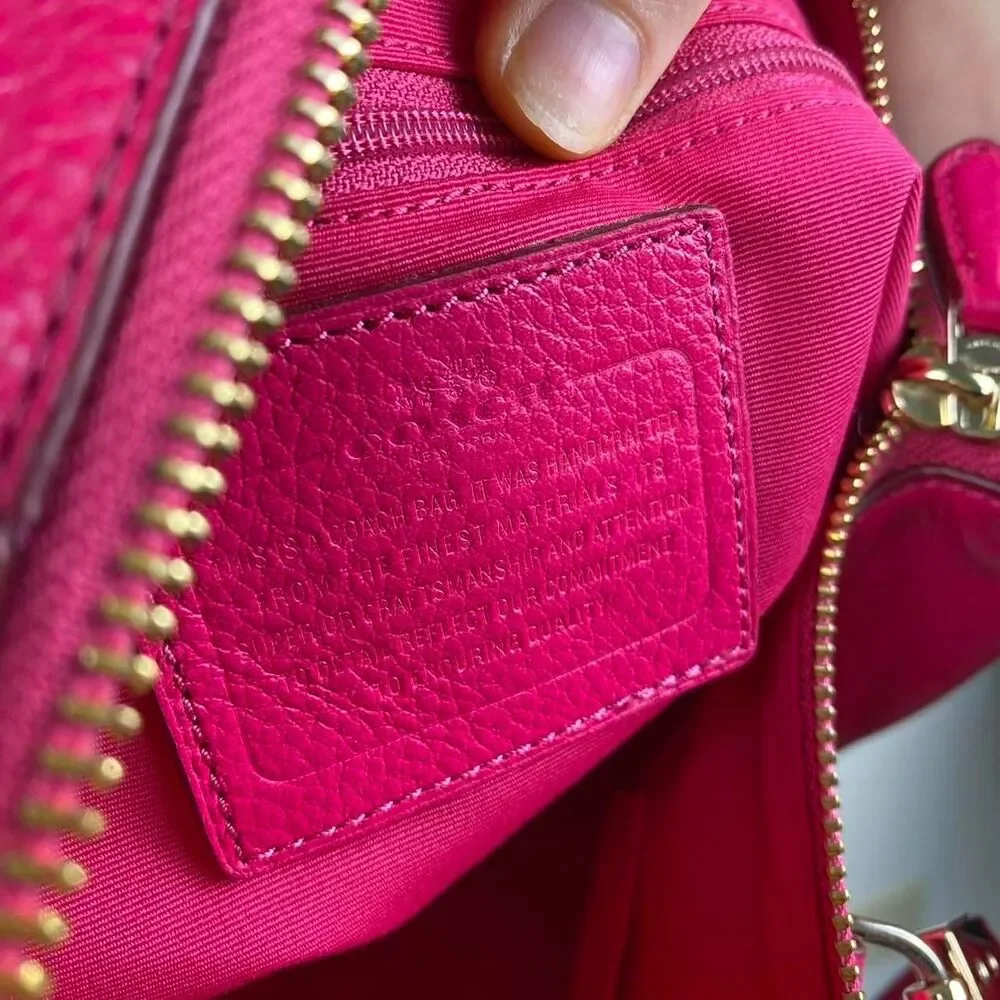 Coach Small Kelsey Satchel Pebble leather pink ruby gold hardware fuchsia 2015 h